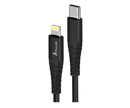 Kabel ExtraLink Smart Life Braided USB-C - Lightning  27W 2m Czarny